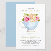 Spring Flowers in Teacup Baby Sprinkle Uitnodiging