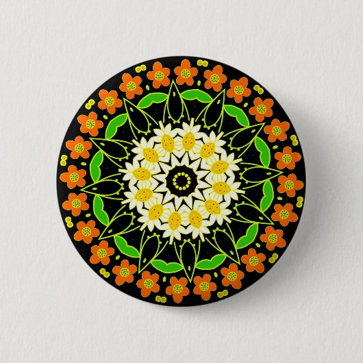 Spring Flowers Kaleidoscoop 03 Ronde Button 5,7 Cm (Voorkant)