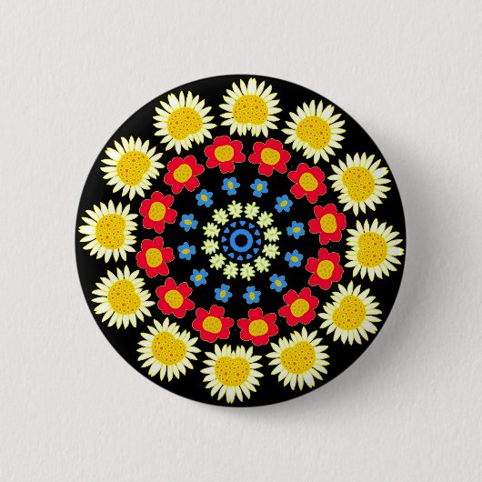 Spring Flowers Kaleidoscoop 05 Ronde Button 5,7 Cm (Voorkant)