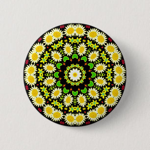Spring Flowers Kaleidoscoop 09 Ronde Button 5,7 Cm
