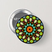 Spring Flowers Kaleidoscope 11 Ronde Button 5,7 Cm (Voorkant /achterkant)