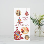 Spring Flowers Kerstboom Ornamenten 3 Foto Feestdagenkaart (Staand voorkant)