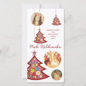 Spring Flowers Kerstboom Ornamenten 3 Foto Feestdagenkaart (Voorkant)