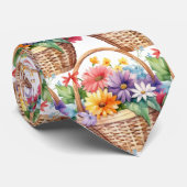 Spring Flowers Kleurrijke Regenboog Waterverf Bloe Stropdas (Opgerold)