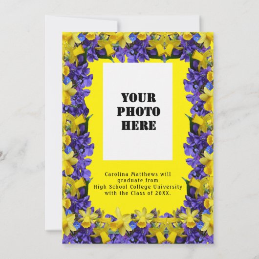 Spring Flowers Lijst Yellow Dinner Afstuderen Kaart (Achterkant)