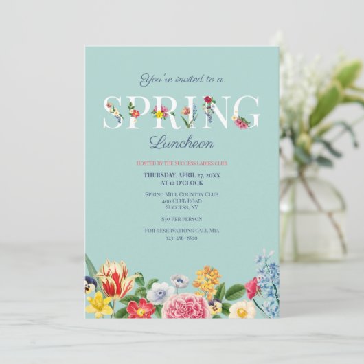 Spring Flowers Luncheon Kaart (Staand voorkant)