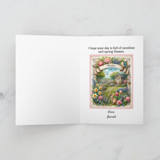 Spring Flowers Moederdag Gepersonaliseerd Kaart (Binnen)