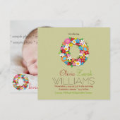 Spring Flowers Monogram Baby Girl Foto Birth Aankondiging (Voorkant / Achterkant)