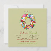 Spring Flowers Monogram Baby Girl Foto Birth Aankondiging (Voorkant)