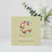 Spring Flowers Monogram Baby Girl Foto Birth Aankondiging (Staand voorkant)