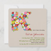 Spring Flowers Monogram K Vrijgezellenfeest Invite Kaart (Voorkant)