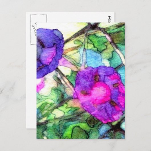 Spring Flowers Morning Glories  Briefkaart (Voorkant / Achterkant)