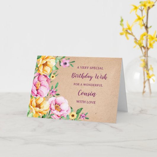 Spring Flowers Neef Verjaardag Kaart (Gele Bloem)