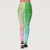 Spring Flowers Neon Pastel Alcohol Ink Abstract Leggings (Achterkant)