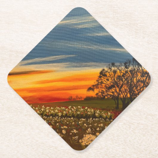 Spring Flowers op Sunset, door Gary Poling Kartonnen Onderzetters (Voorkant)