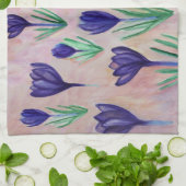 Spring Flowers, Paarse Crocus Tea Towel Theedoek (Gevouwen)