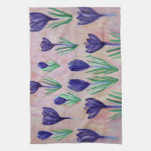 Spring Flowers, Paarse Crocus Tea Towel Theedoek (Verticaal)