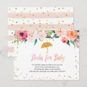 Spring Flowers Paraplu Baby shower Boeken voor Bab Uitnodiging Briefkaart (Voorkant / Achterkant)