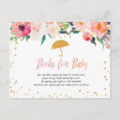 Spring Flowers Paraplu Baby shower Boeken voor Bab Uitnodiging Briefkaart (Voorkant)