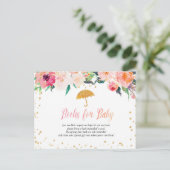 Spring Flowers Paraplu Baby shower Boeken voor Bab Uitnodiging Briefkaart (Staand voorkant)