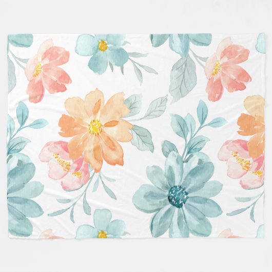 Spring Flowers Patroon Fleece Deken (Voorkant (Horizontaal))