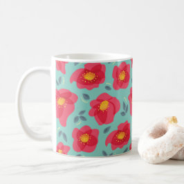 Spring Flowers Pattern Blue Pink Springtime Koffiemok