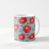 Spring Flowers Pattern Blue Pink Springtime Koffiemok (Voorkant rechts)