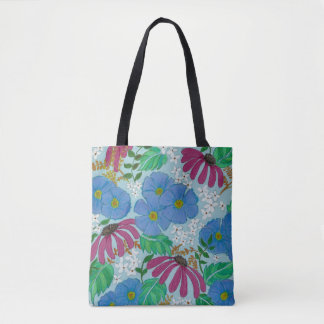 Spring Flowers Periwinkle blauw en roze Tas