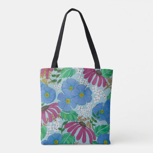 Spring Flowers Periwinkle blauw en roze Tas (Achterkant)