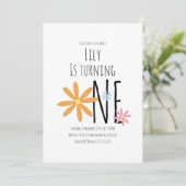 Spring Flowers Pink Blue Oranje First Birthday Kaart (Staand voorkant)