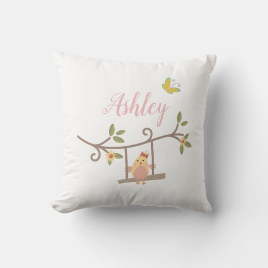 Spring Flowers Pink Butterfly Baby Kussen (Voorkant)