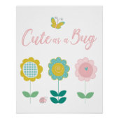 Spring Flowers Pink Butterfly Baby Room Perfect Poster (Voorkant)