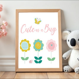 Spring Flowers Pink Butterfly Baby Room Perfect Poster