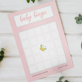Spring Flowers Pink Butterfly Baby shower Bingo