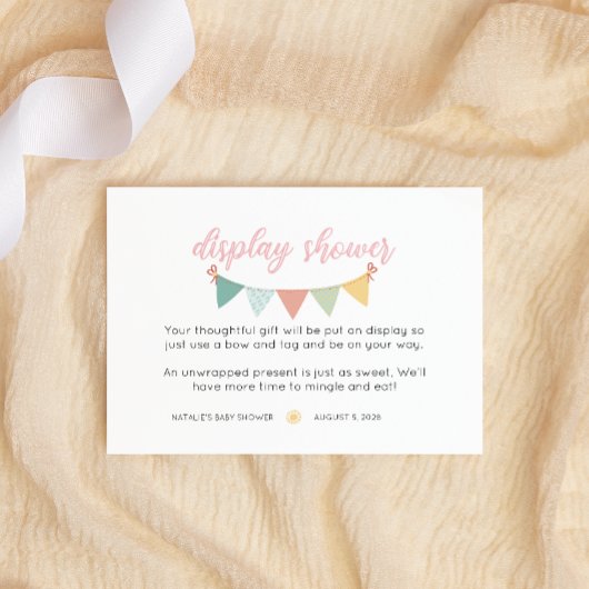 Spring Flowers Pink Butterfly Girl Display Shower Informatiekaartje