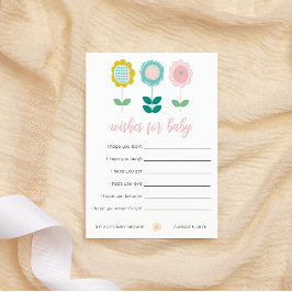 Spring Flowers Pink Butterfly Wishes for Baby Notitiekaartje