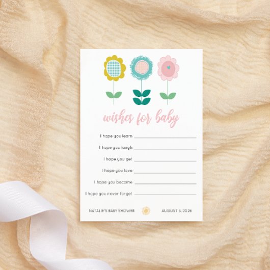 Spring Flowers Pink Butterfly Wishes for Baby Notitiekaartje