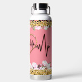 Spring Flowers Pink Gold Glitter Nurse Life Waterfles (Achterkant)