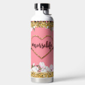 Spring Flowers Pink Gold Glitter Nurse Life Waterfles (Links)