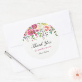 Spring Flowers Pink Peach Sweet 16 Hartelijk dank Ronde Sticker (Envelop)