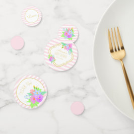 Spring Flowers Pink Stripes Baby Girl Baby shower Confetti