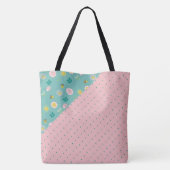 Spring Flowers Pink Trendy Initiaal Name Monogram Tote Bag (Achterkant)