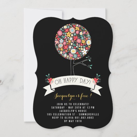 Spring Flowers Pop Tree Meisje Verjaardagsfeestfot Kaart (Voorkant)