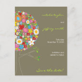 Spring Flowers Pop Tree Whimsical Bewaar de datum Aankondigingskaart (Voorkant)