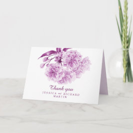 Spring flowers purple art wedding thank you cards kaart