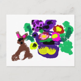 Spring flowers Rabbit joy Briefkaart