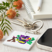 Spring flowers Rabbit joy Sleutelhanger (Voorkant Rechts)