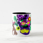 Spring flowers Rabbit joy Tweekleurige Koffiemok (Center)