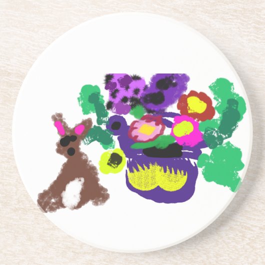 Spring flowers Rabbit joy Zandsteen Onderzetter (Voorkant)