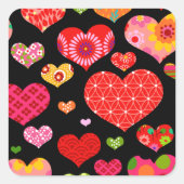 Spring Flowers Rainbow Love Hearts Vierkante Sticker (Voorkant)